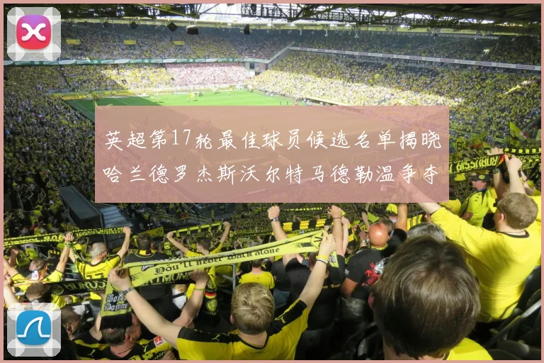 英超第17轮最佳球员候选名单揭晓哈兰德罗杰斯沃尔特马德勒温争夺荣誉